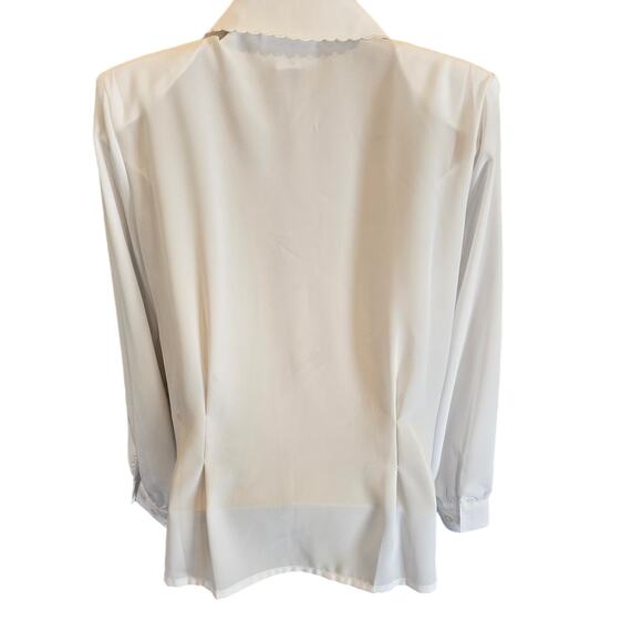 Vintage Christie & Jill 4 PETITE 4P secretary elegant white lace trim long slee - Picture 2 of 8